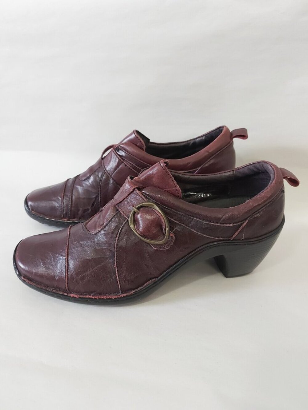 Josef Seibel Women Mary Jabe Buckle Shoes Size 39 EU Burgundy Leather Retro Chic